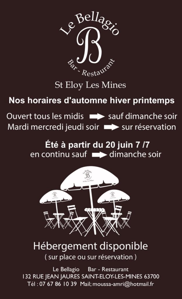 affiche bar restaurant le bellagio